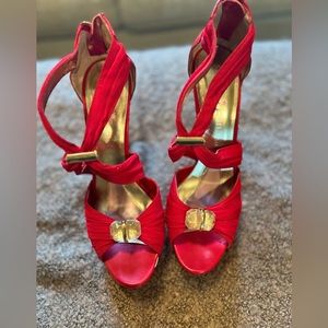 Red Open Toe Stilettos
